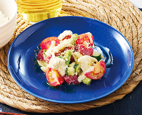 夏野菜とまぐろのお漬物サラダ